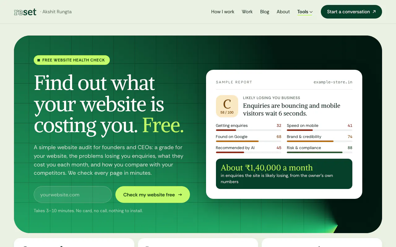 Website Health Check, a product built with AI